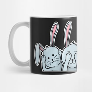 Hear See Speak no evil rabbits happy easter 2021 bunnies Mug